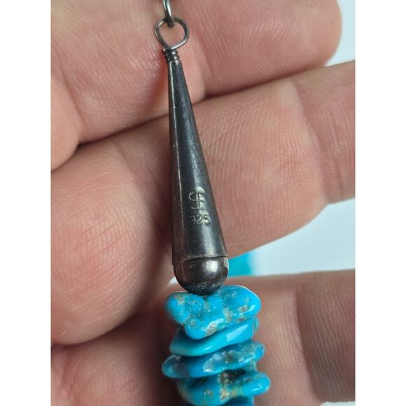 Large Carolyn Pollack Chip Turquoise Graduated Necklace 18" - 21" heavy piece - Picture 7 of 15